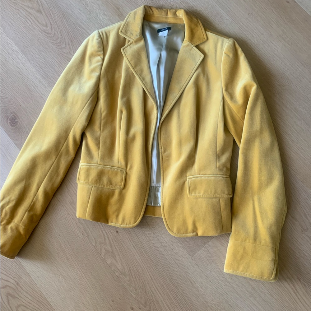 J Crew Lined Velvet Blazer Size 8 Gold